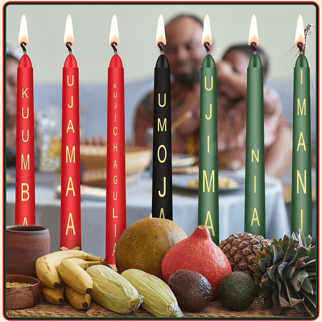 Juego de 7 velas Kwanzaa velas cónicas de siete principios v