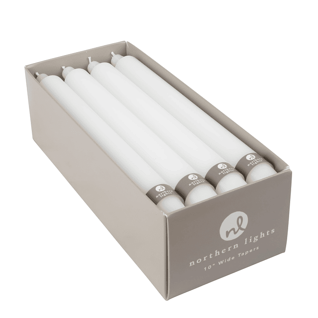 Velas Northern Lights Cónicos de 10" y 12 unidades Blanco pu