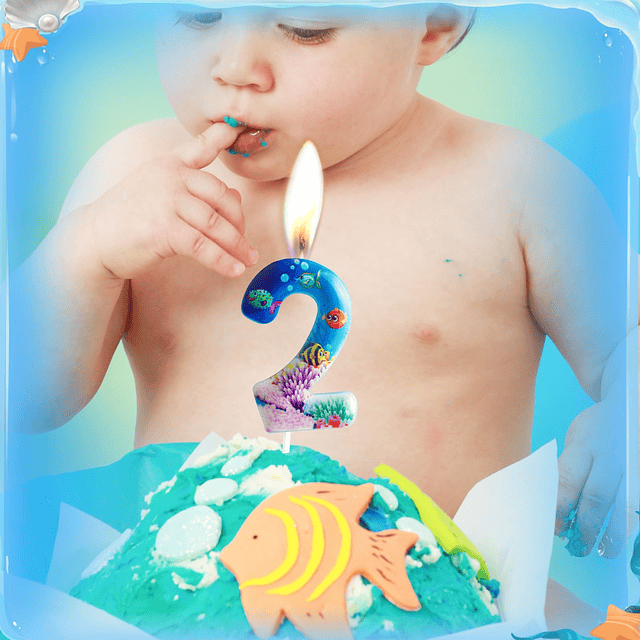 Velas de cumpleaños del mundo marino número 1 tema del mundo