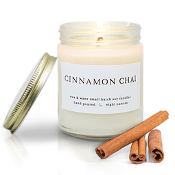 Wax & Wane Cinnamon Chai Vela moderna hecha a mano de 8 oz p