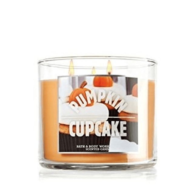 Bath and Body Works Cupcake de calabaza con vela de 3 mechas