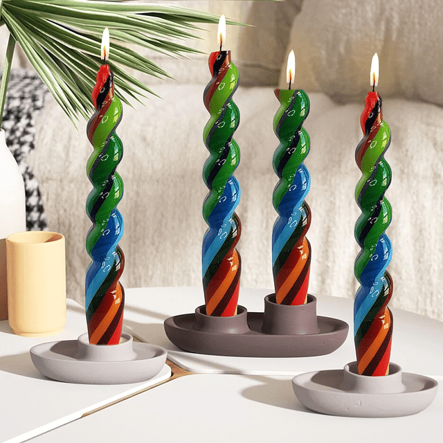 Velas cónicas en espiral rojas candelabros de 7 pulgadas de