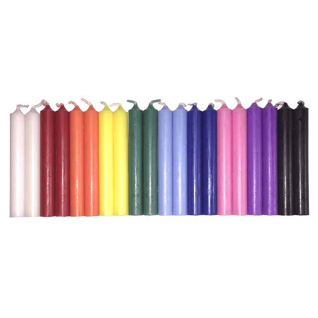 Juego de 20 mini velas rituales/altar/hechizo de colores sur