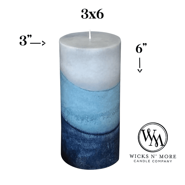 Velas de pilar hechas a mano Indigo Mist 3x6