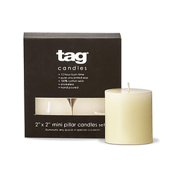 TAG Chapel Mini Pillar 2x2 Velas de Marfil Juego de 4 Velas