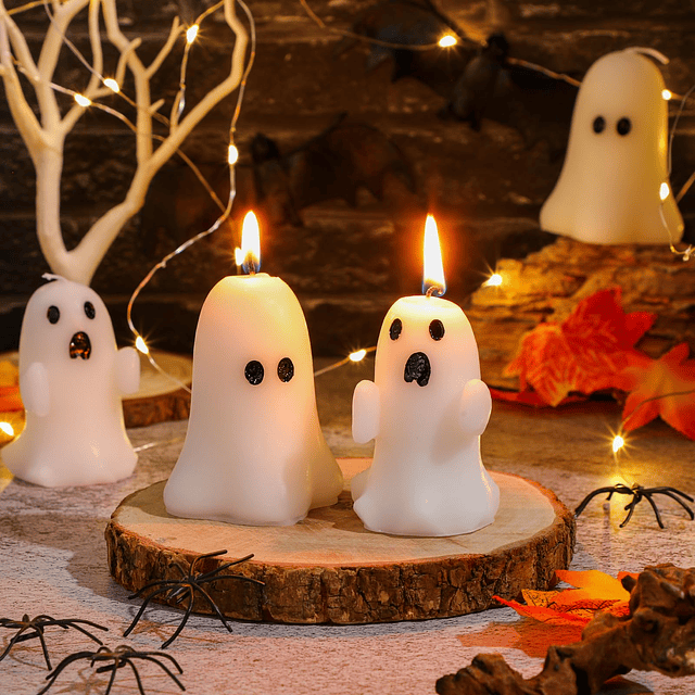 12 velas grandes de fantasma de Halloween de 3.0 in para dec