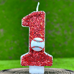 1 vela de cumpleaños de béisbol roja decoración para tarta d