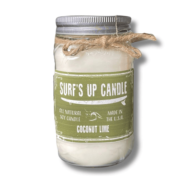 Surfs Up Candle Mason Jar Vela de coco y lima vela perfumada