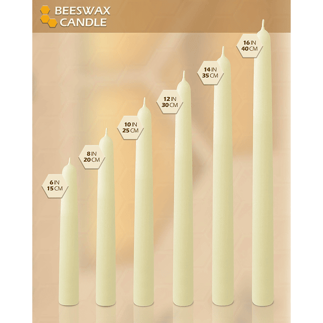 Velas cónicas de cera de abejas de 6 pulgadas tiempo de comb