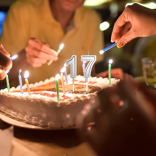 Velas de cumpleaños número 17 y 71 decoración para tarta núm