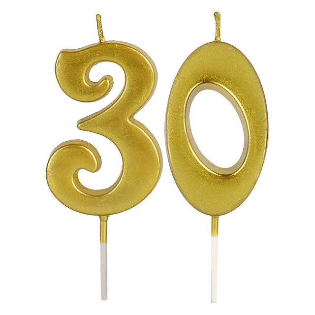 Velas doradas de 30 cumpleaños para pastel número 30 1 3 vel