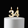 Velas doradas de 34 cumpleaños de 2 pulgadas decoración para