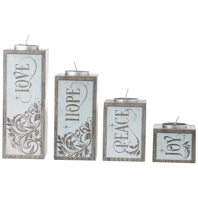 Love Hope Peace Joy Pillar Adviento con luces de té Abbey &