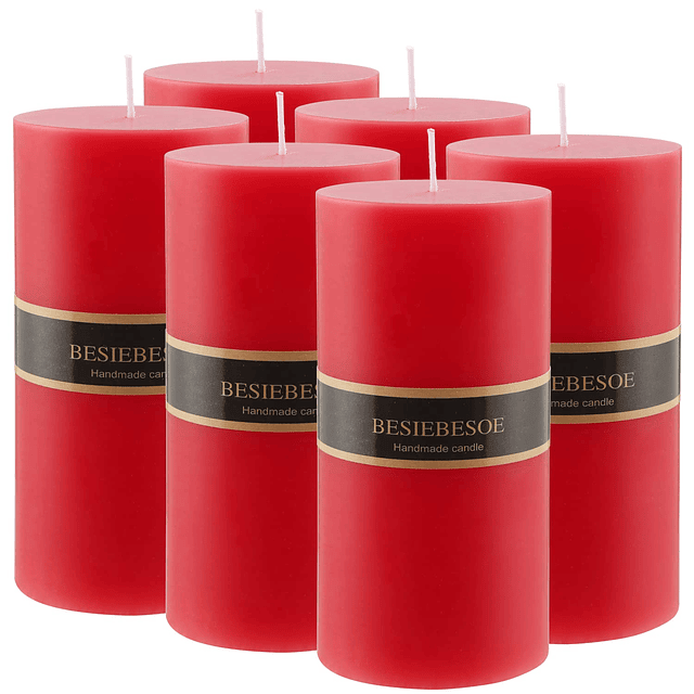 Juego de 6 velas de pilar sin perfume para bodas decoración