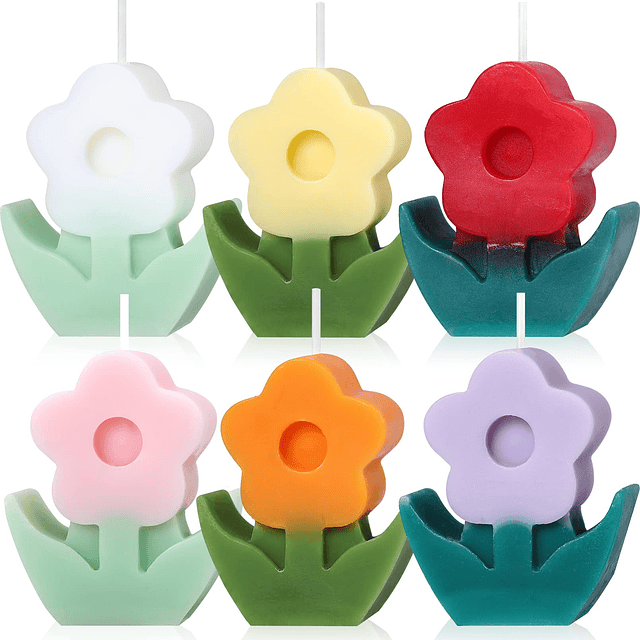 6 velas en forma de flor vela perfumada de cera de soja vela