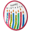 Happy Birthday Candles Colorido Rojo 11 x 11 Placa Redonda D