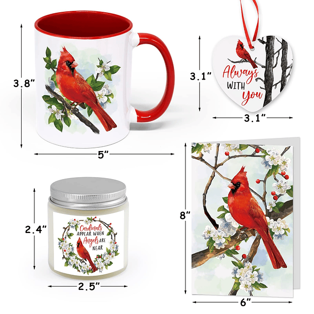 Cardenal Set de regalo Navidad pájaro rojo caja de regalo ta