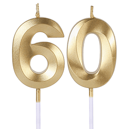 Velas doradas para tartas de 60 cumpleaños número 60 6 velas