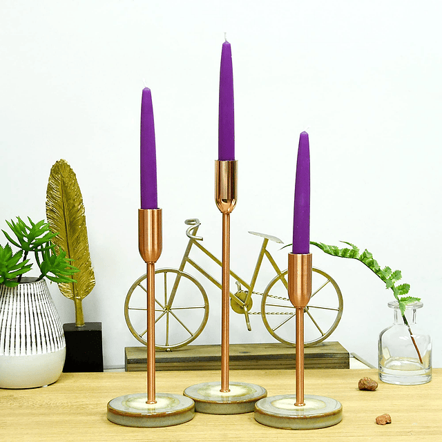 Velas cónicas de 12 piezas 6 pulgadas color morado