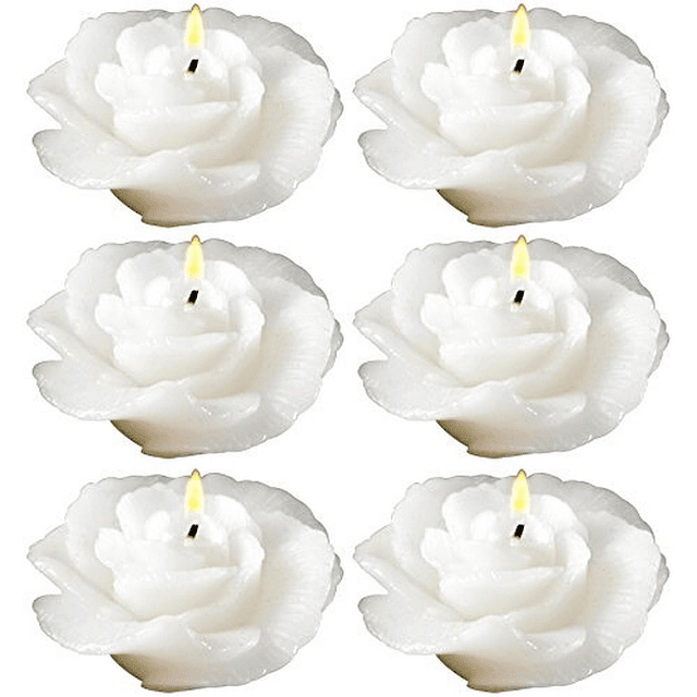 Velas Flotantes En Forma De Rosa En Blanco Paquete De 12