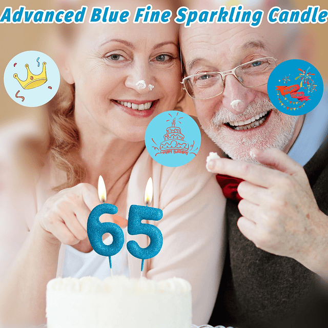 Velas de cumpleaños con purpurina número 40 vela azul número