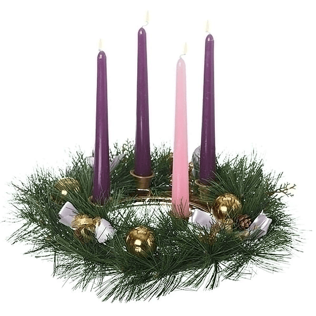 Juego de 3 velas cónicas de Adviento moradas y 1 rosa de 10