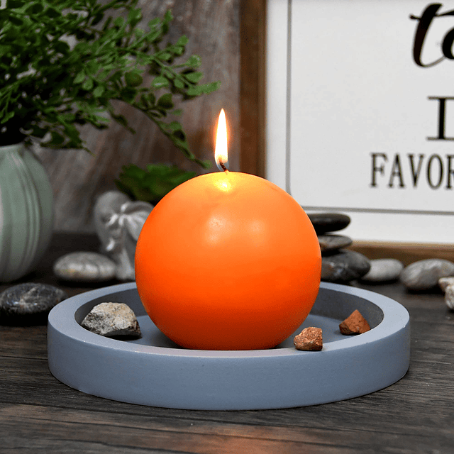 Velas esféricas de 2 piezas 4 pulgadas color naranja