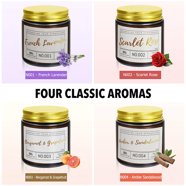 Paquete de 4 velas perfumadas para el hogar velas de aromate