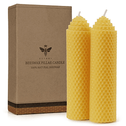 Juego de 2 velas de pilar de cera de abejas velas enrolladas