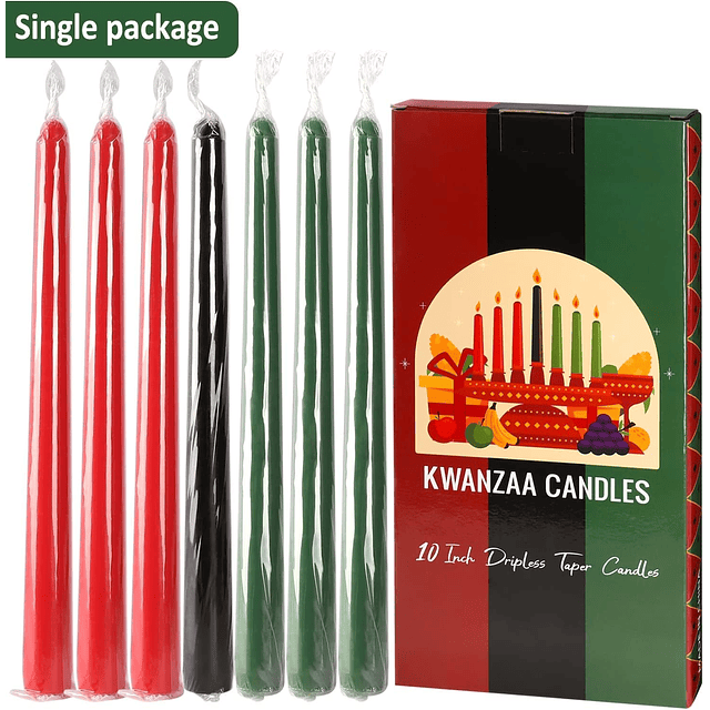 Juego de 7 velas cónicas Kwanzaa 3 rojas 3 verdes 1 negro Ju