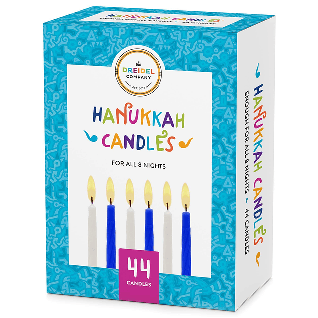 Menorah 44 velas blancas y azules de Hanukkah para las 8 noc