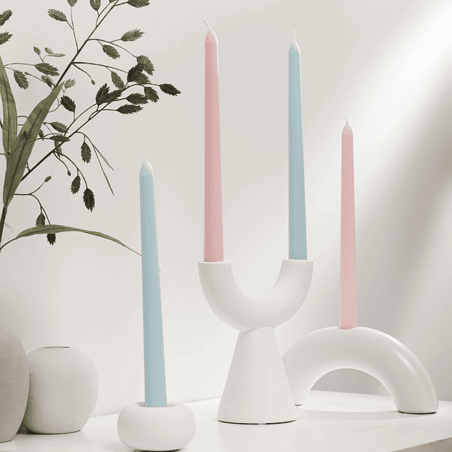 Velas cónicas rosas de 10.0 in juego de 4 candelabros de rub