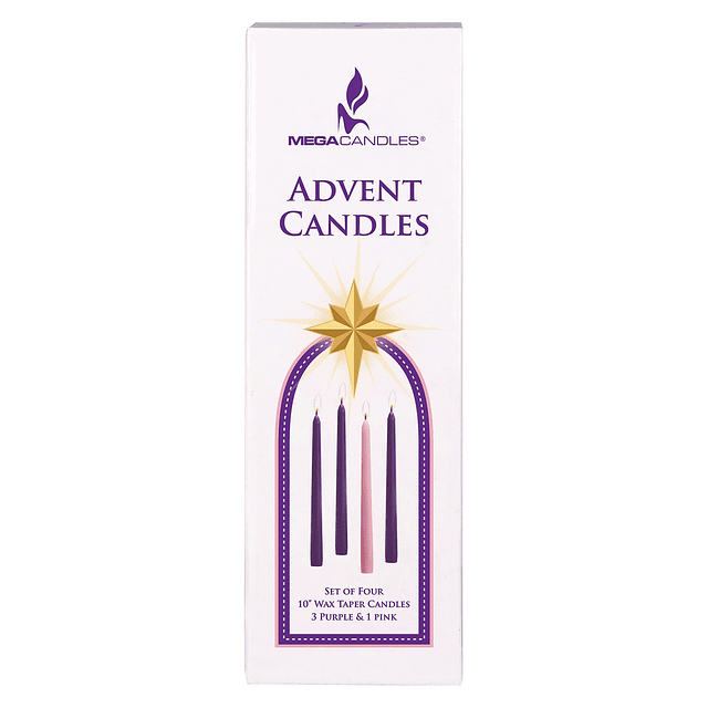 Mega Candles 4 velas cónicas de Adviento navideñas sin perfu