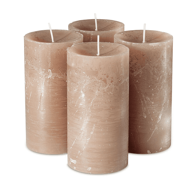 SPAAS Velas rústicas de pilar beige Juego de 4 velas decorat