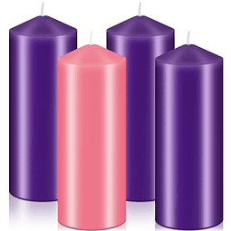 4 velas de pilar de Adviento de Navidad sin perfume con tapa