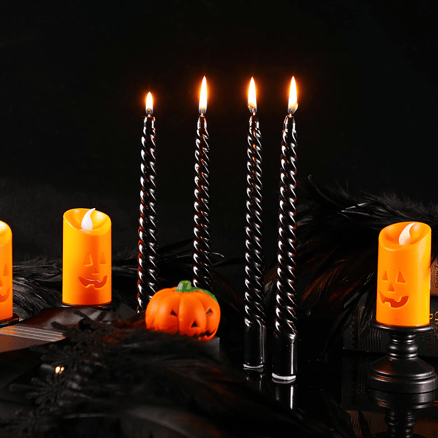 12 velas en espiral de Halloween de 8 pulgadas velas cónicas