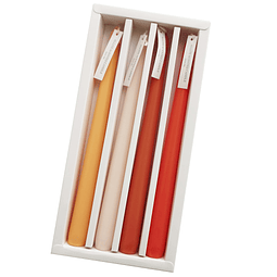 4 velas cónicas perfumadas de color naranja degradado con ar