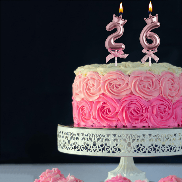 AOOLADA Velas de cumpleaños número 26 62 oro rosa 62 26 años