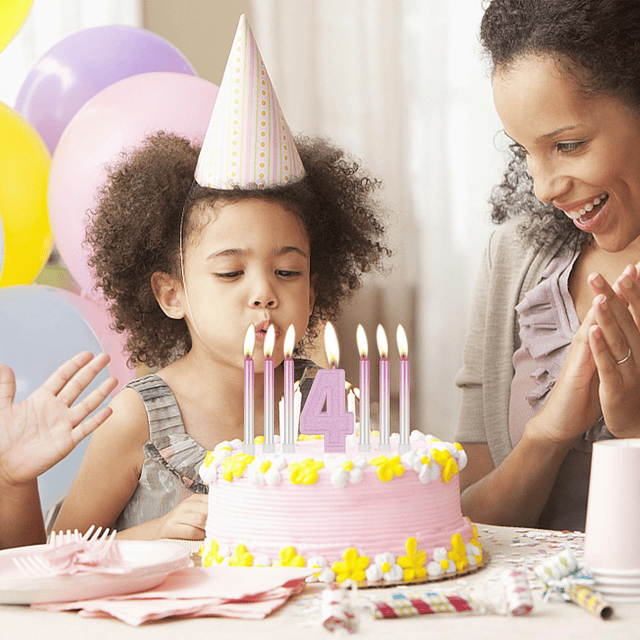 7 velas de cumpleaños con número rosa decoración para tarta