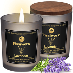 Juego de 2 velas perfumadas de lavanda cera de soja natural