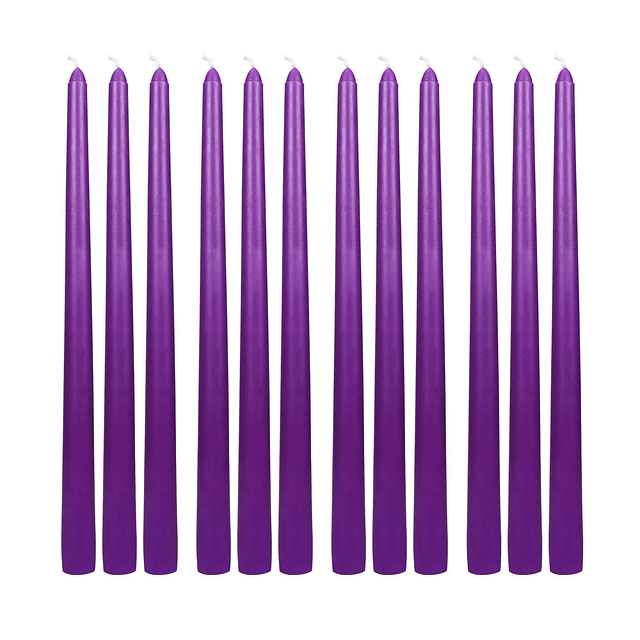 Velas cónicas de 12 piezas 12 pulgadas color morado