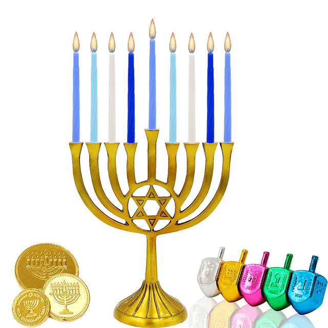 Hanukkah Candles Premium Pastel Azul y Blanco Deluxe Velas c