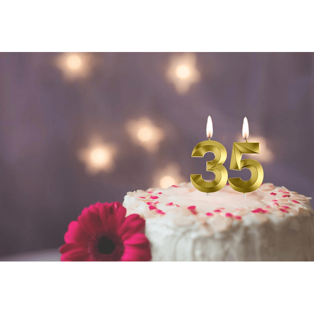 Velas doradas de cumpleaños 35 y 53 adorno dorado para tarta