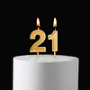 Velas de cumpleaños número 21 y 12 decoración dorada para ta