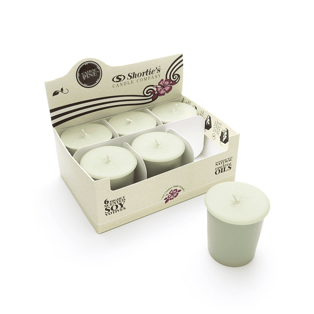 Velas votivas de soja de pino Tahoe perfumadas con aceites e