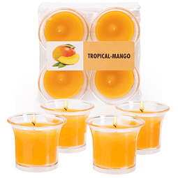 Velas votivas aromáticas Clear Cup mango tropical 12 horas d