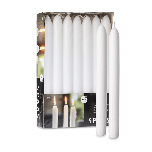 SPAAS Velas blancas sin perfume Paquete de 14 velas cónicas