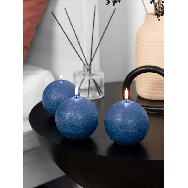 Juego de 3 Velas Redondas con Bolas de 3 Pulgadas Decoración