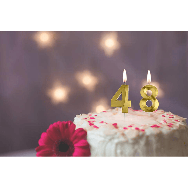 Velas doradas de cumpleaños 48 y 84 adorno dorado para tarta