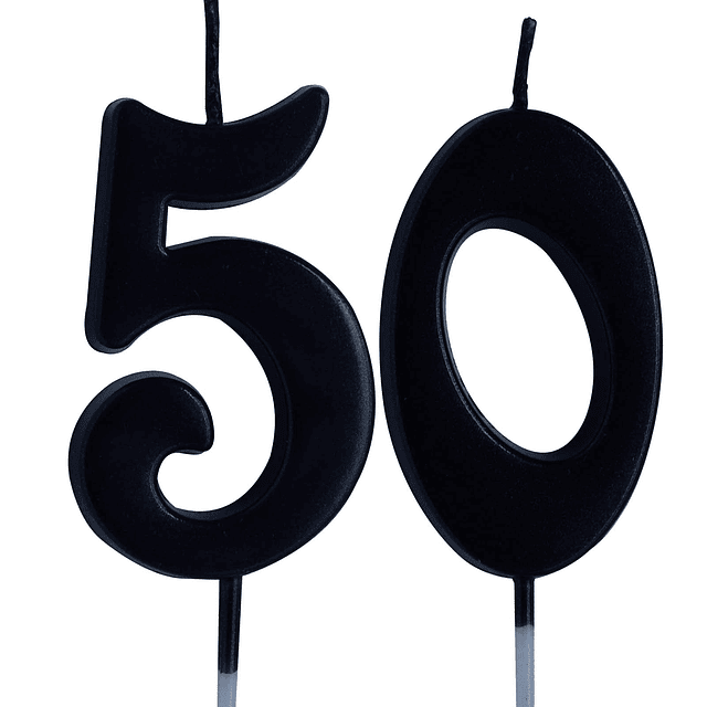 Vela negra de 50 cumpleaños velas número 50 años decoración